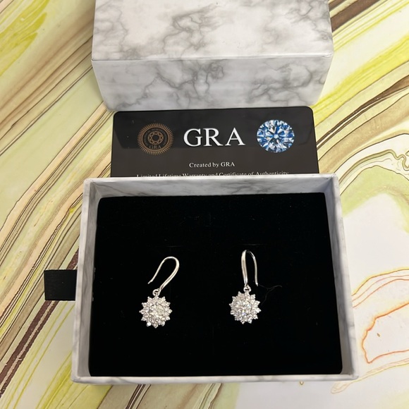 GRA certified Moissanite and Sterling Silver earrings, New in box - Picture 1 of 4